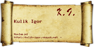Kulik Igor névjegykártya